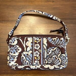 Vera Bradley Blue and Brown Wristlet